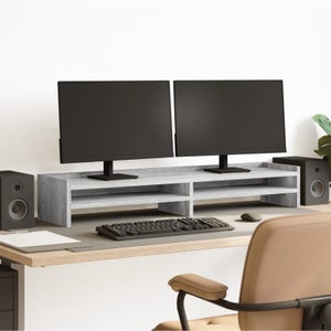 VidaXL Supporto Per Monitor In Legno Multistrato Grigio Sonoma – 55x23x14 Cm – Ergonomico - 6