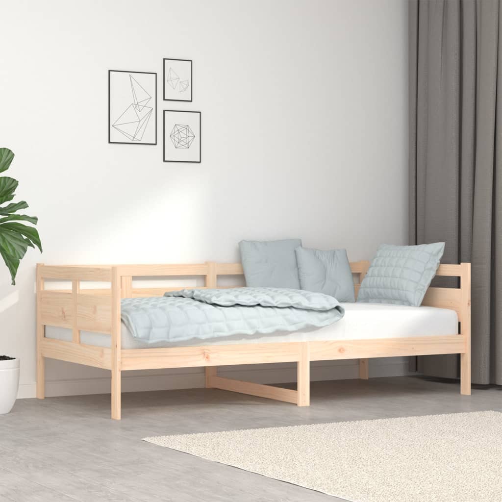 Łóżko Dzienne Drewniane Brązowe Rama Łóżka Ze Stelażem Sofa 90x190 cm