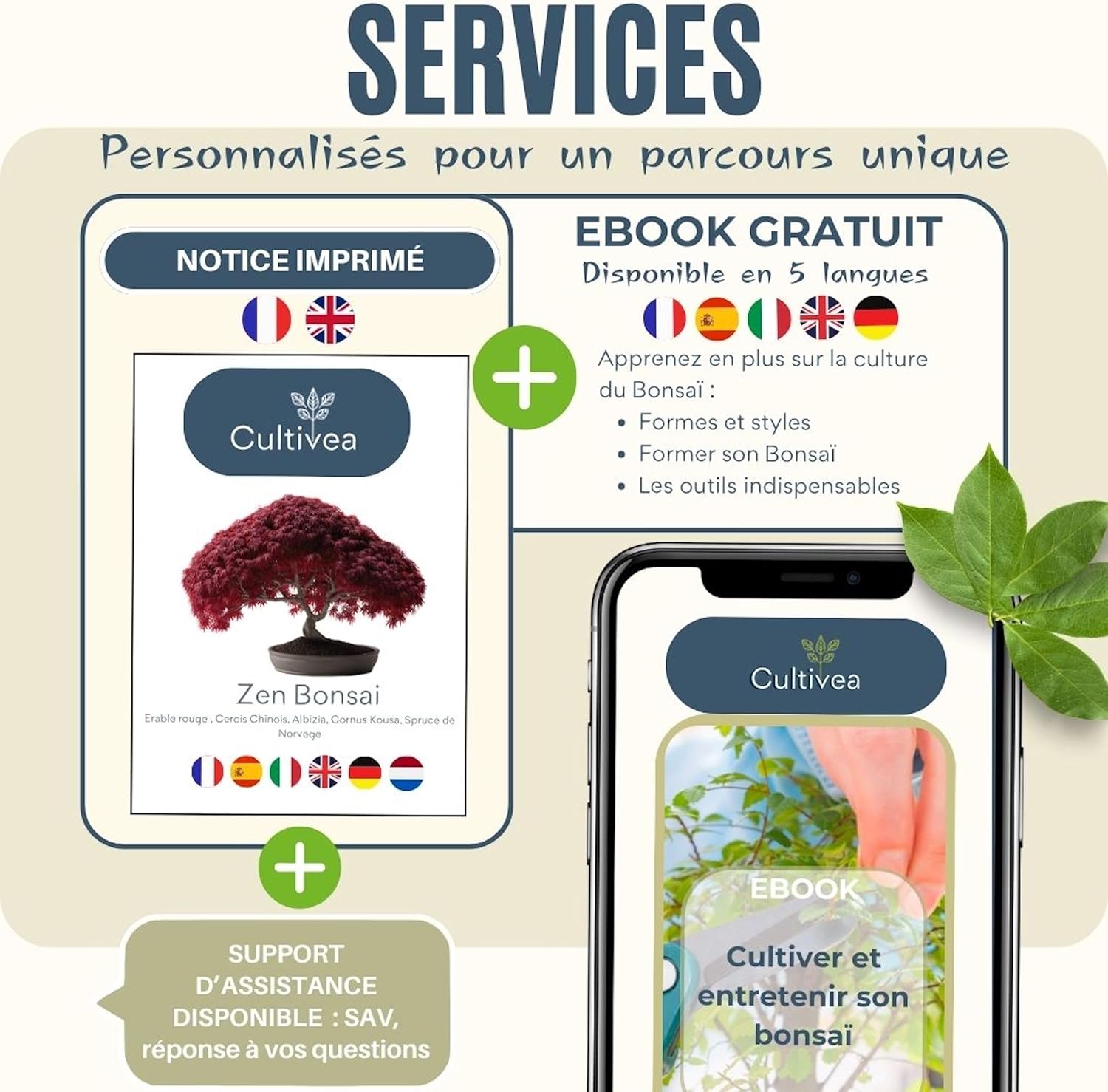 CULTIVEA® Mini Kit Prêt à Pousser 6 Bonsaï - Kit complet avec accessoires - Idée Cadeau Jardinage, Noël, Anniversaire - 6