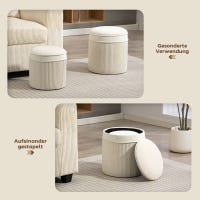 2er Set Hocker mit Deckel und Stauraum, Runder Samt Hocker 36x36x41,5 ...