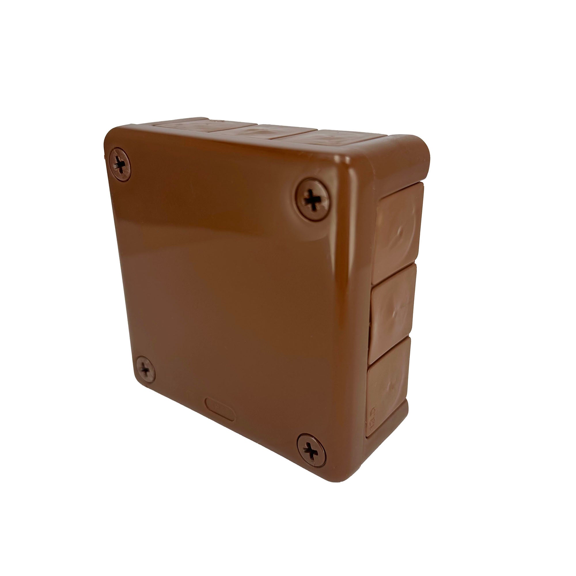 Puszka natynkowa hermetyczna 98x98x42mm 12-wlotowa, z dławikami gumowymi, IP55 zamknięcie "na wkręty", brązowa EDO