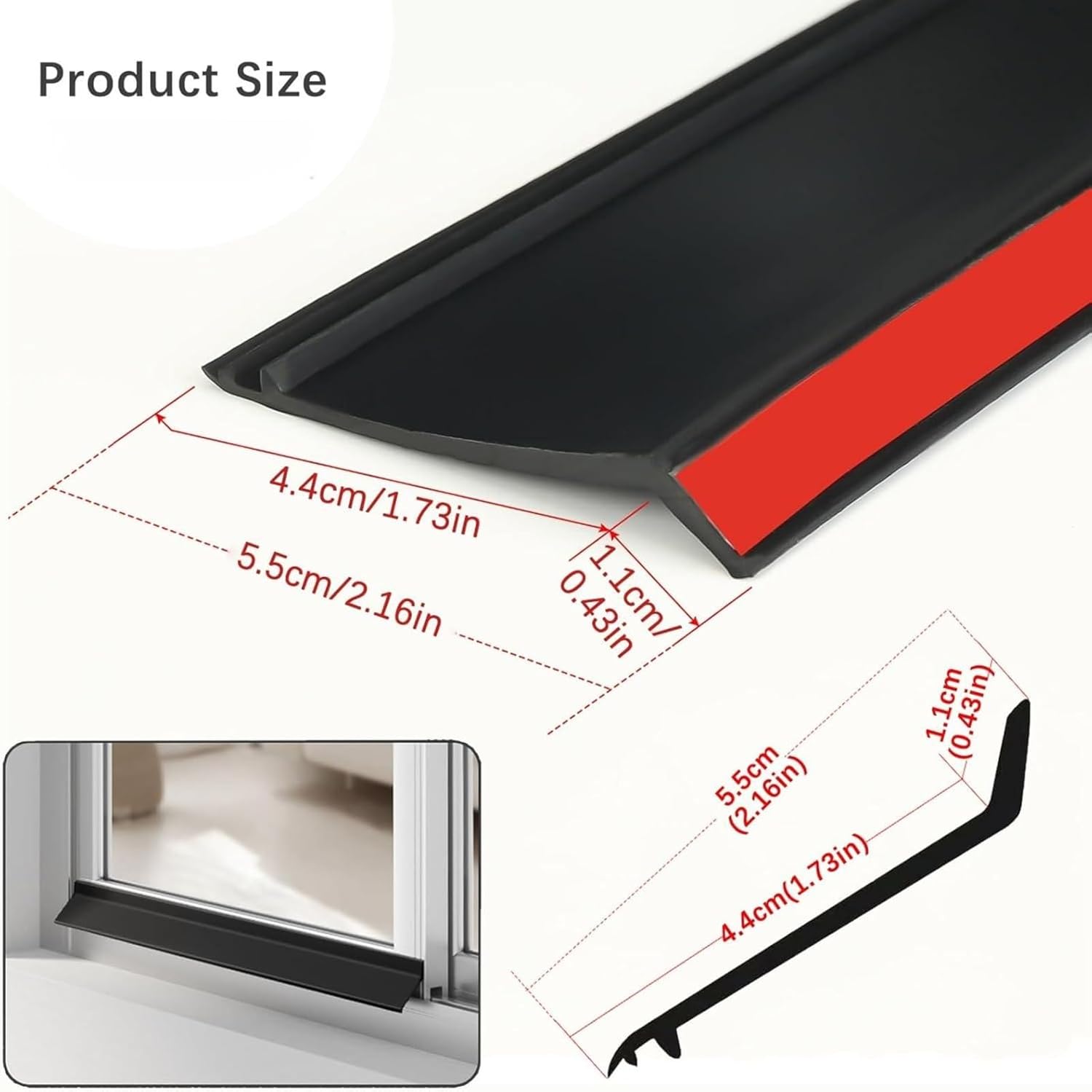 Protección antilluvia autoadhesiva para puertas y ventanas, burlete de goma con bisel de 135° y deflector de lluvia. - 2