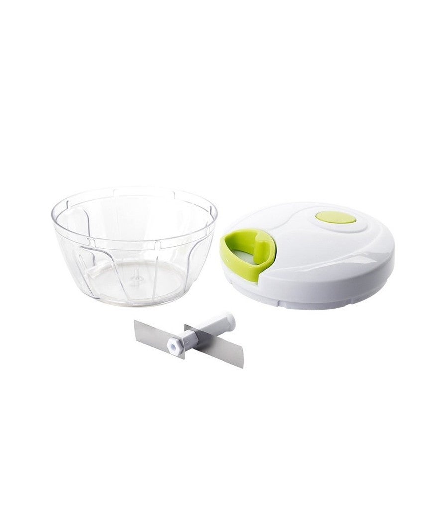 Trade Shop - Tritatutto A Corda Manuale Con Coperchio Tritaverdure Con Cordina Lame Acciaio - - 3