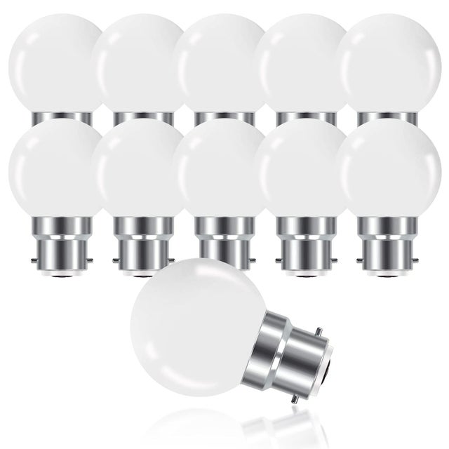 Bombilla LED de bayoneta B22 de 3W, bombilla mini globo G45 B22, blanco cálido 3000K, 180LM, equivalente a bombillas de 20W, no regulable, lote de 10