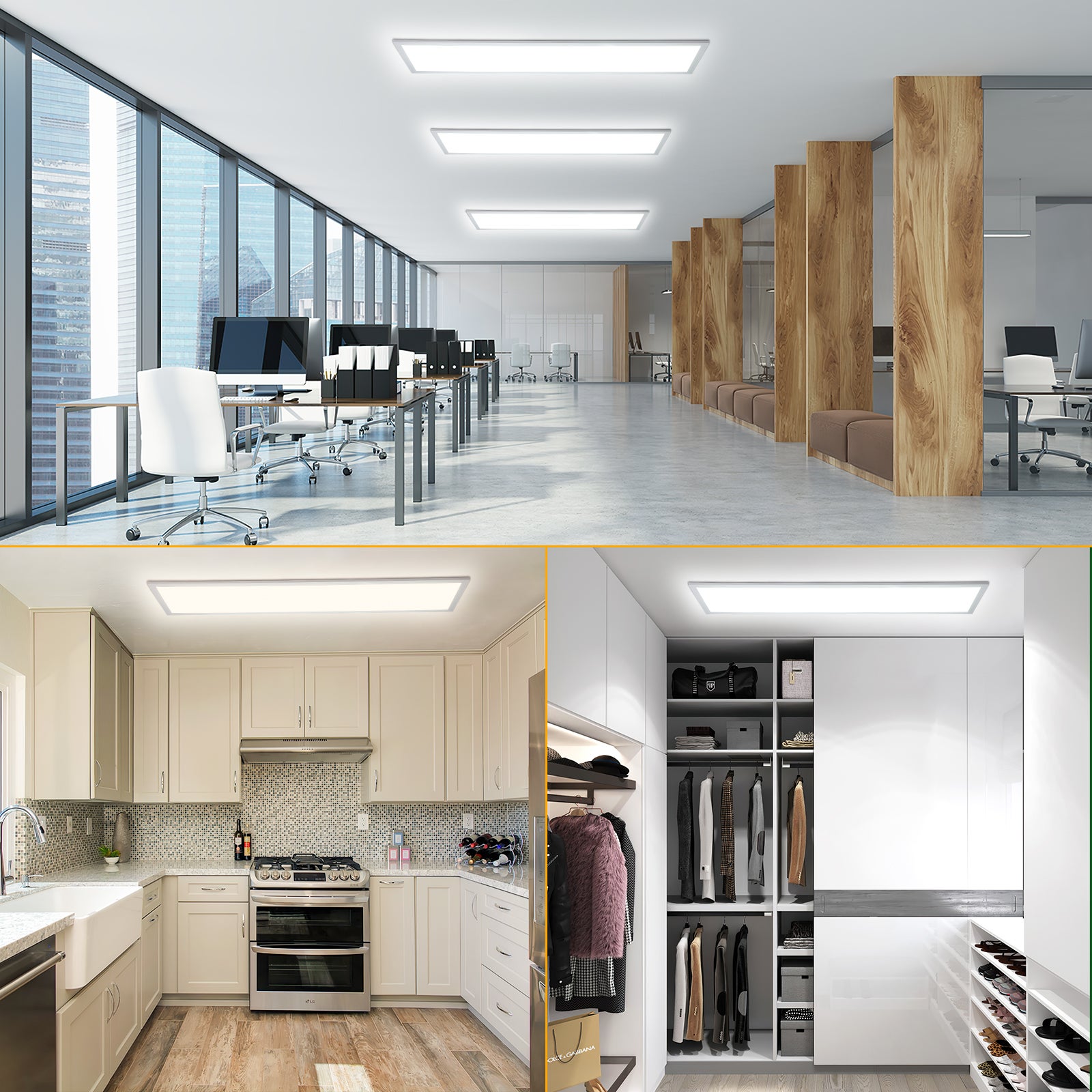 LOVHAUS Pannello LED 120x30CM, Plafoniera LED Da Interno Con Telecomando, Variazione Colori Bianchi E Intensità, Con Funzione Memoria E Timer, Bianco - 2