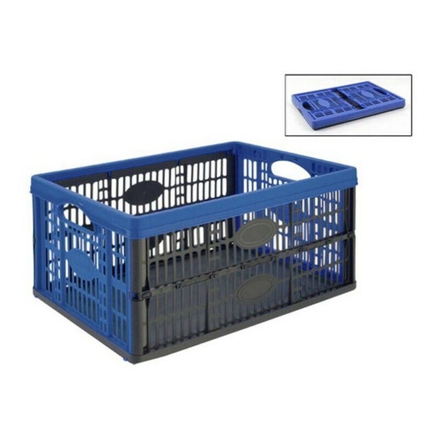 Caja De Almacenamiento Plegable De Plástico 32 Litros - Apilable, Con Asas, Color Gris, Ideal Para Organizar