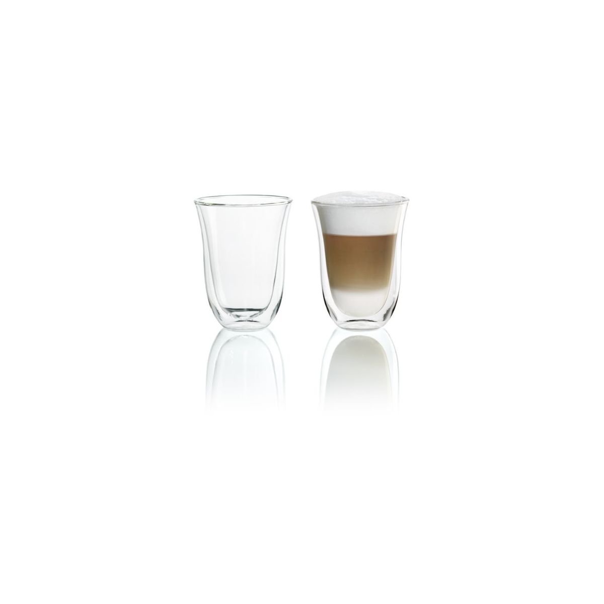 Zestaw 2 filiżanek DeLonghi do Latte Macchiato 22 cl szkło borokrzemowe przezroczyste