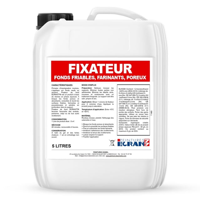Fixateur de surface, fixe et durcit les fonds friables, farinants, bloque les fonds poreux, régule l'absorption ECRAN77 5 litres-Incolore