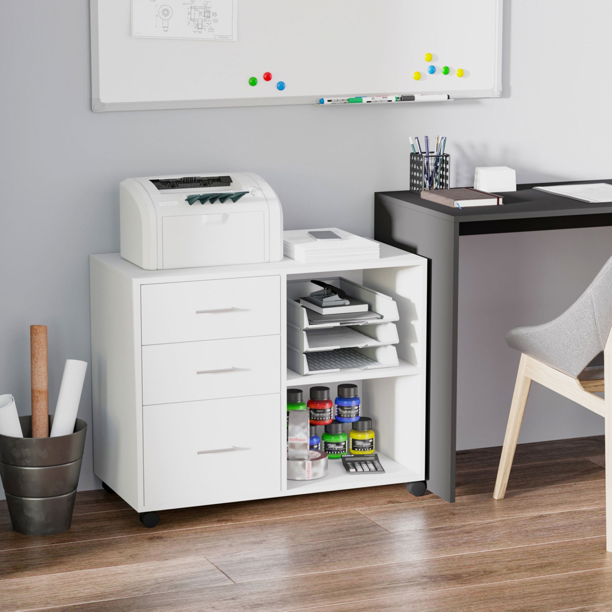 Homcom Soporte Para Impresora 80X40x65 Cm Tablero De Partículas Blanco , Leroy Merlin
