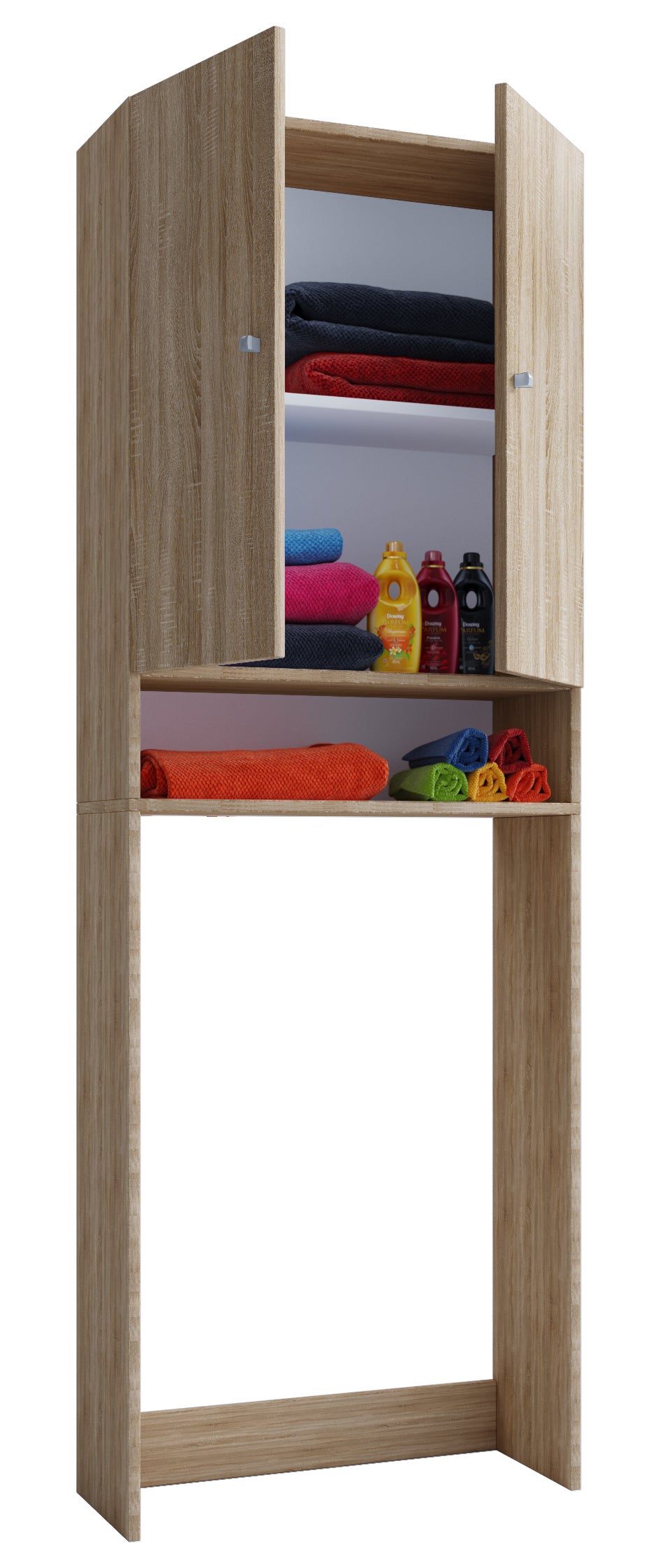 VCM Meble łazienkowe szafka na pralkę Lona Dąb Sonoma (tartak) B. 64 x H. 182 x T. 27 cm