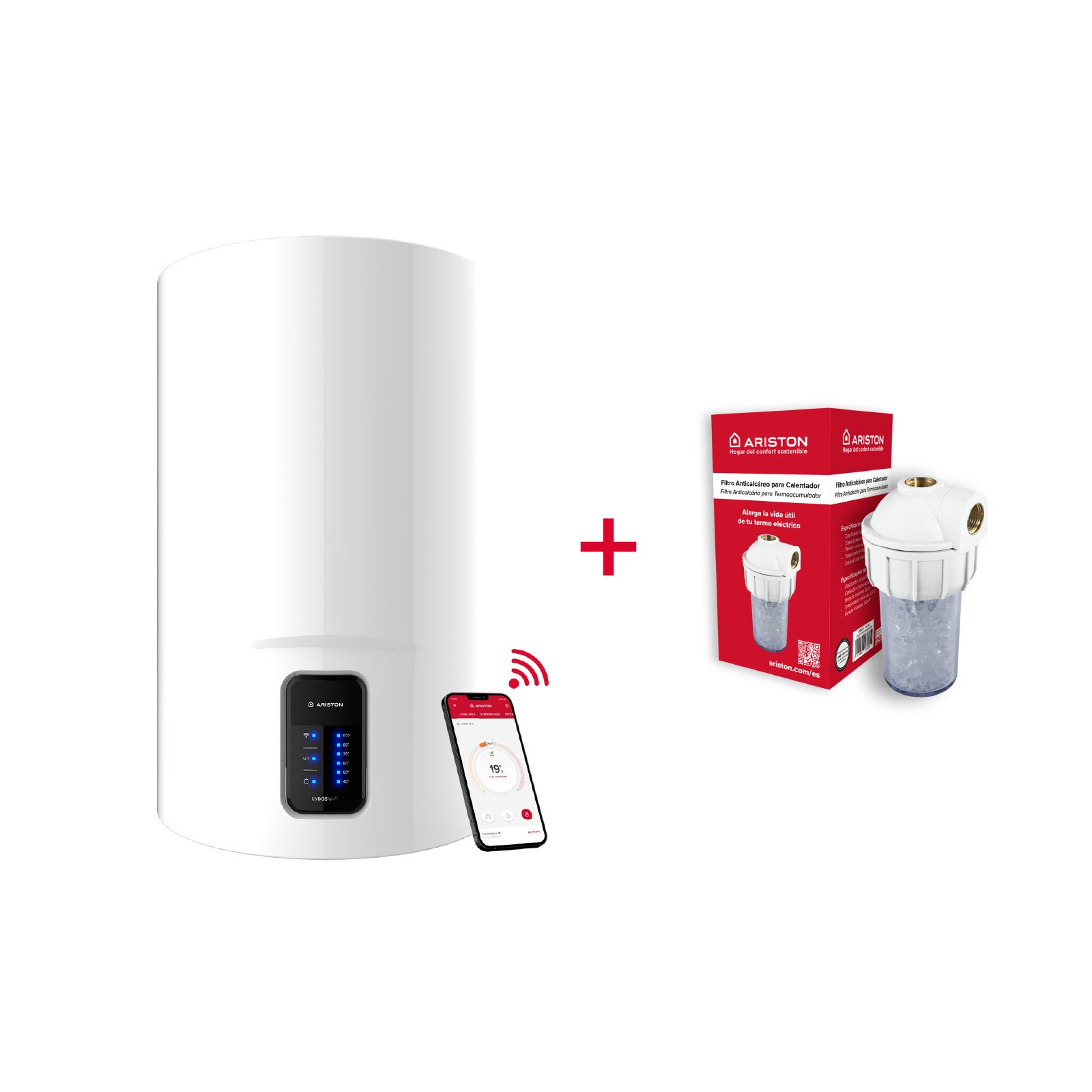 Ariston Termo Eléctrico, Lydos Wifi 50 Litros + Filtro Antical, Clase Energetica B , Leroy Merlin