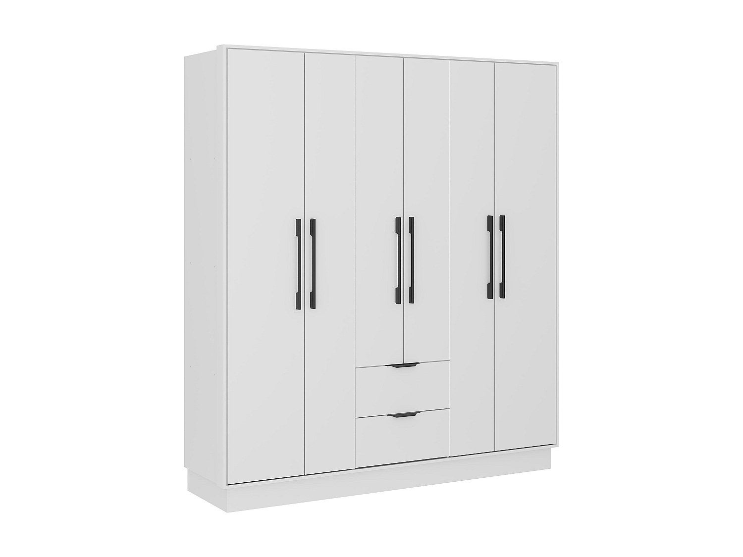 Armoire 6 portes et 2 tiroirs - L162 cm - Blanc - FEOVA - 2