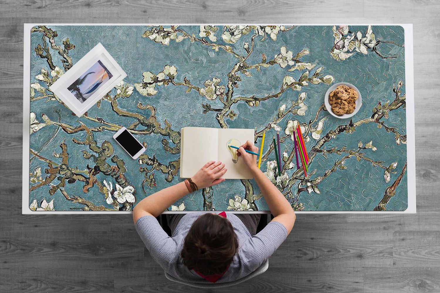 Mata na biurko kwiat wiśni 120x60 cm, dekoracyjna podkładka kwiatowa – Tulup - 3