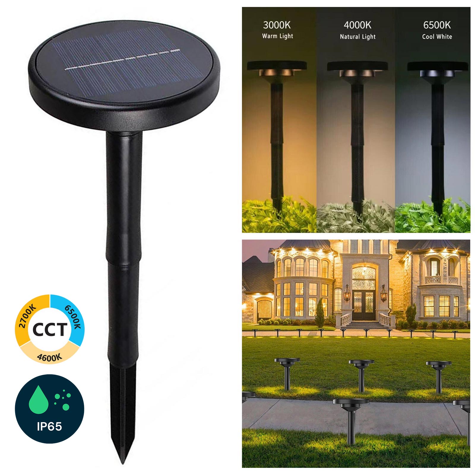 Faretto Solare LED Da Giardino 200 Lumen – Luce Calda 3000K, Sensore Crepuscolare, Impermeabile IP65, Con Picchetto