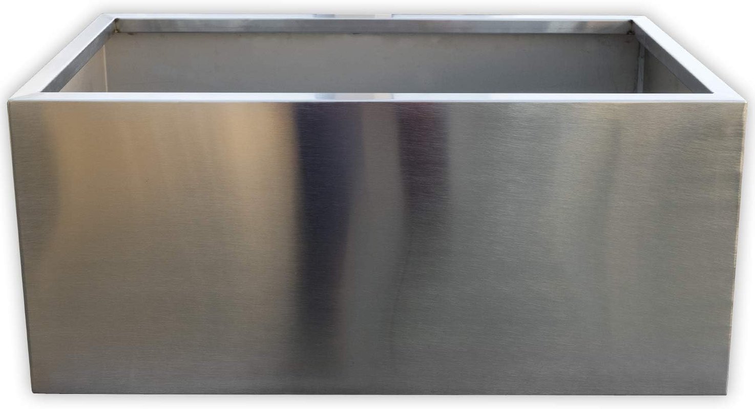 Köhko® designerska donica ze stali nierdzewnej Viva 150 x 65 x 50 cm | matowa szczotkowana donica kwadratowa i duża