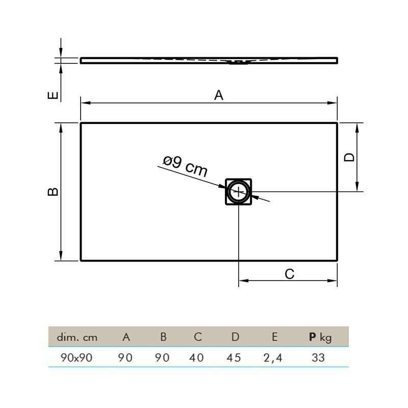 Receveur de douche STRATO extra plat Gris - 90 x 90 cm - Résistant et Facile à installer - Salle de bain, Douche - 5
