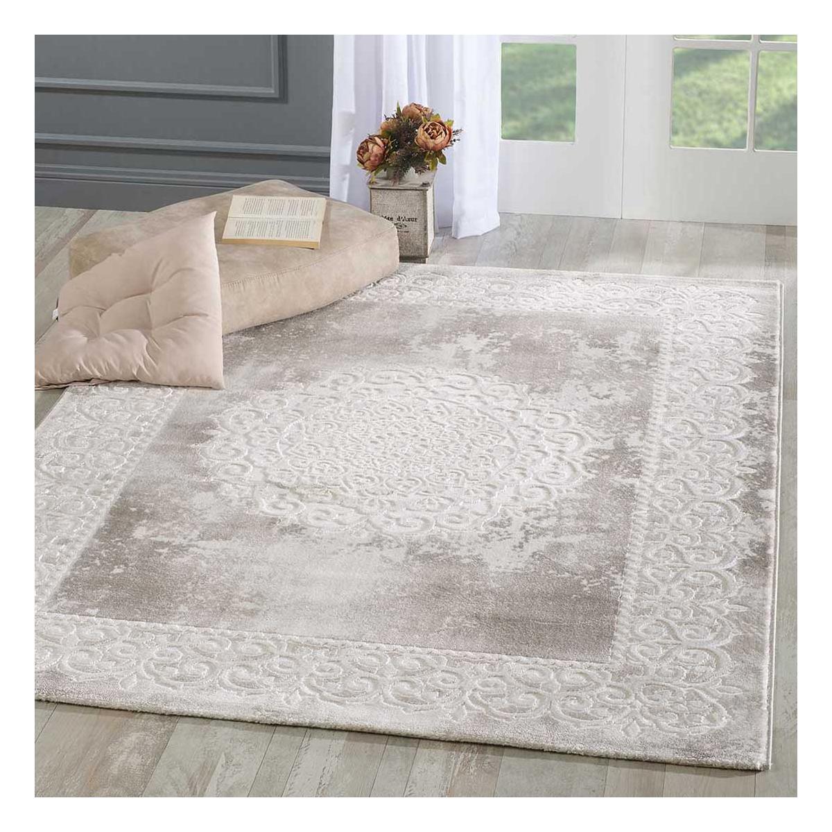 Tapis oriental 200x280 rectangle beige tissé motif ancestral LYN7 BALROD - 2