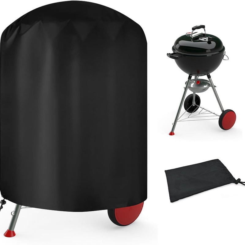 Okrągły pokrowiec na grilla ogrodowego, odporny na promieniowanie UV i wodę, pokrowiec Oxford 210D, Ø61 x 70 cm, czarny
