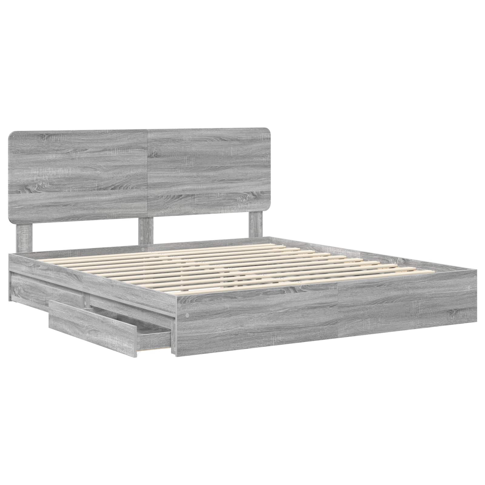Lit avec rangement, panneau de bois, gris, pour la chambre, 180 × 200 cm - 5