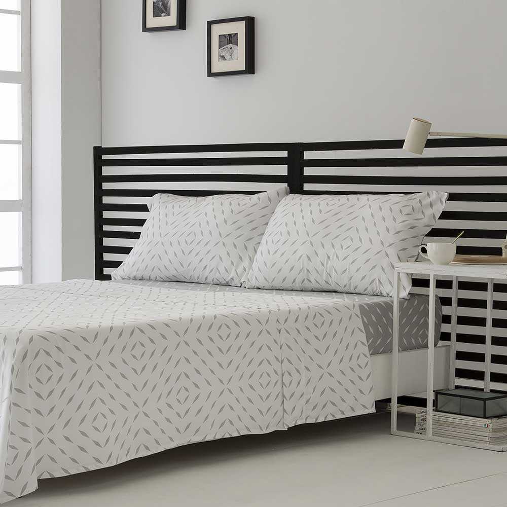 Parure De Lit Satin Coton 200 Fils Équateur - Drap Plat + Housse Ajustable + 2 Taies