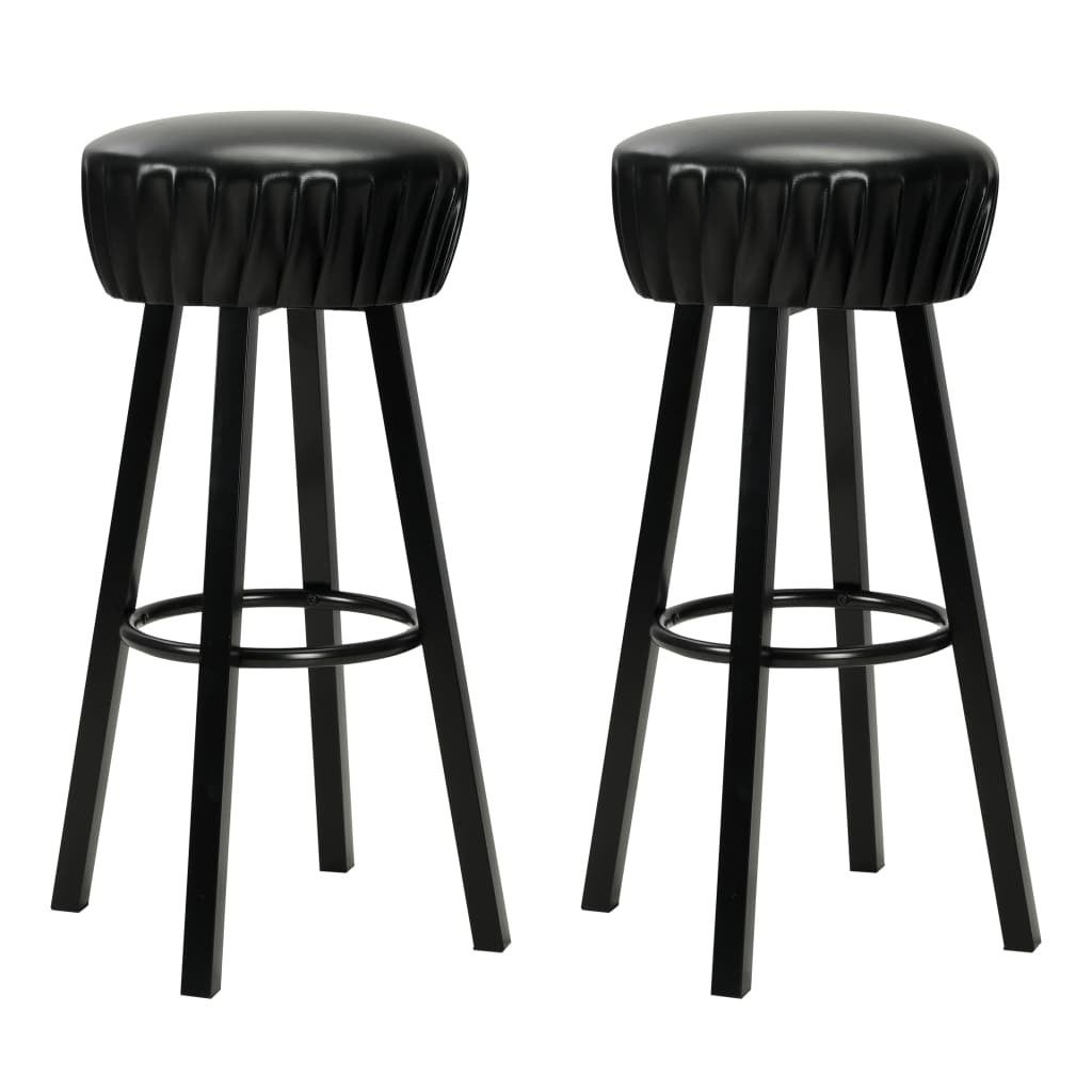 Tabouret de bar rond simili cuir et pieds métal noir Haryela - Lot de 2 ...