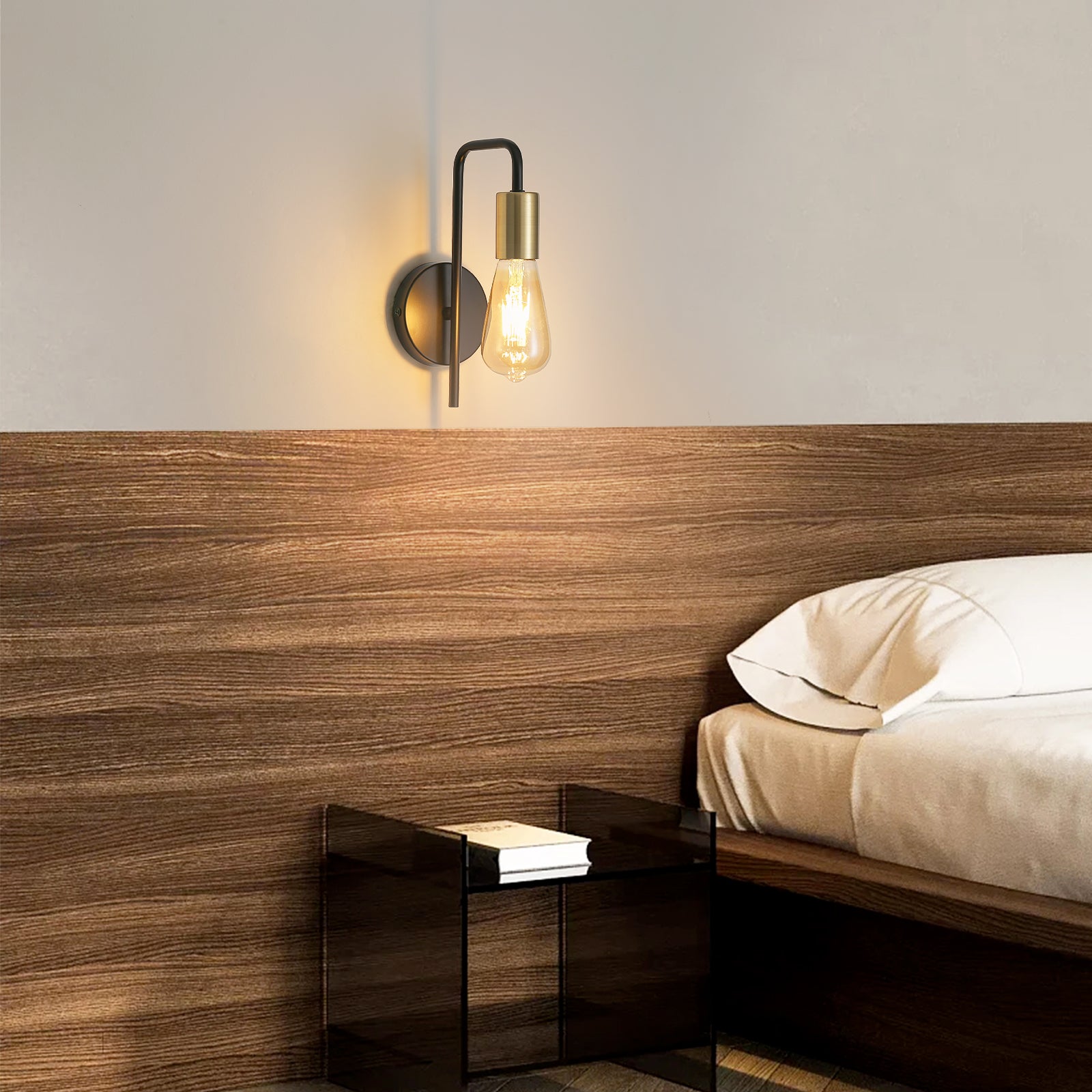 GOECO Pack de 2 Apliques de pared vintage, lámpara de pared industrial para interiores, foco de pared de hierro retro para barra de pasillo dormitorio - 6