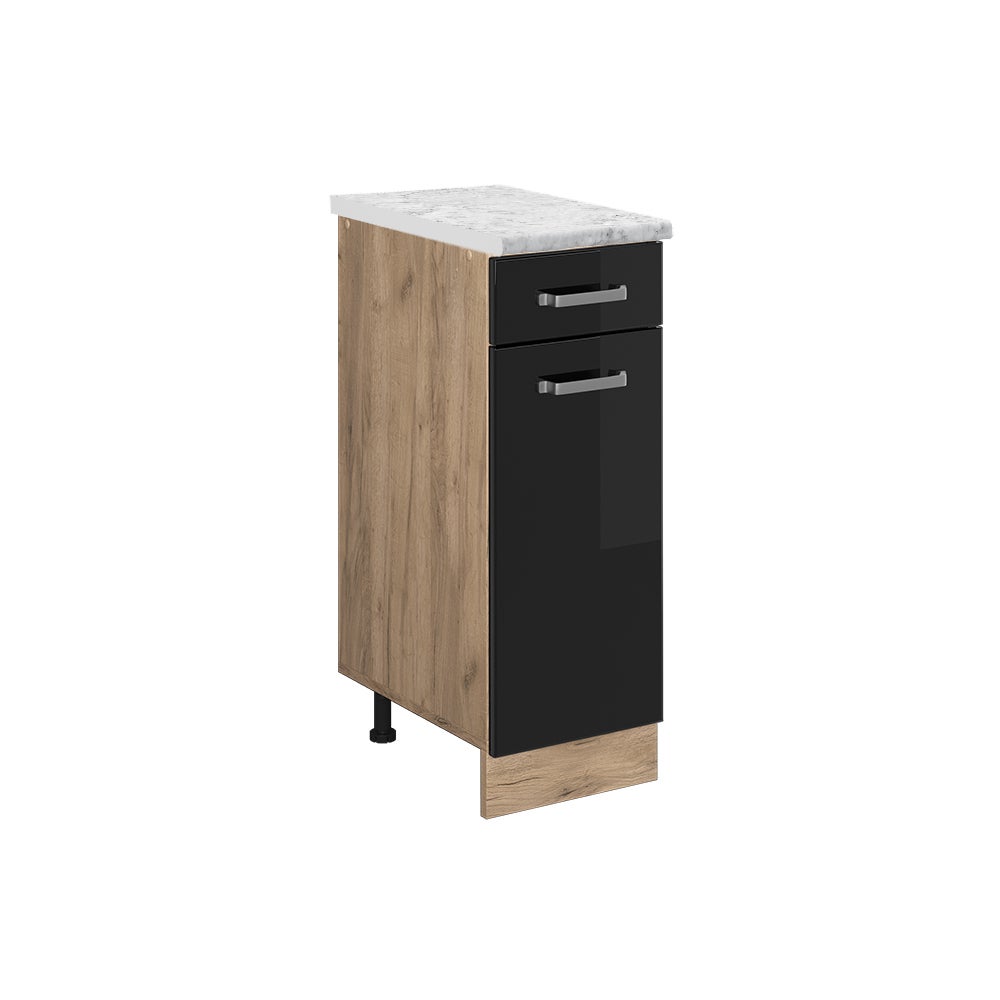 Vicco Szafka dolna do kuchni R-Line, Czarny wysoki połysk, 30 cm BR Marmur