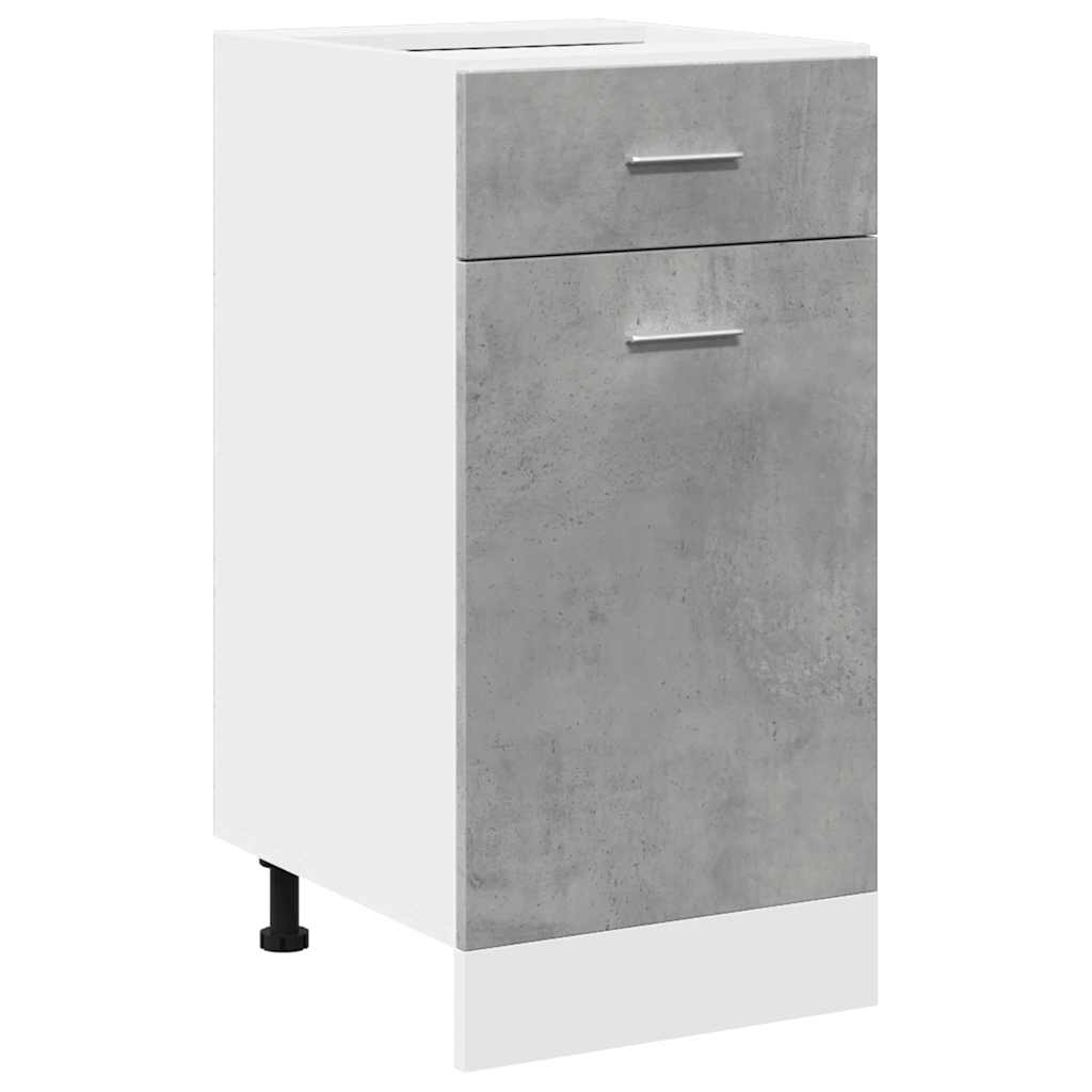 Meuble Bas De Cuisine Avec Tiroir - Armoire Lyon Gris Béton 50x46x81,5 Cm - Bois D'ingénierie - À Assembler