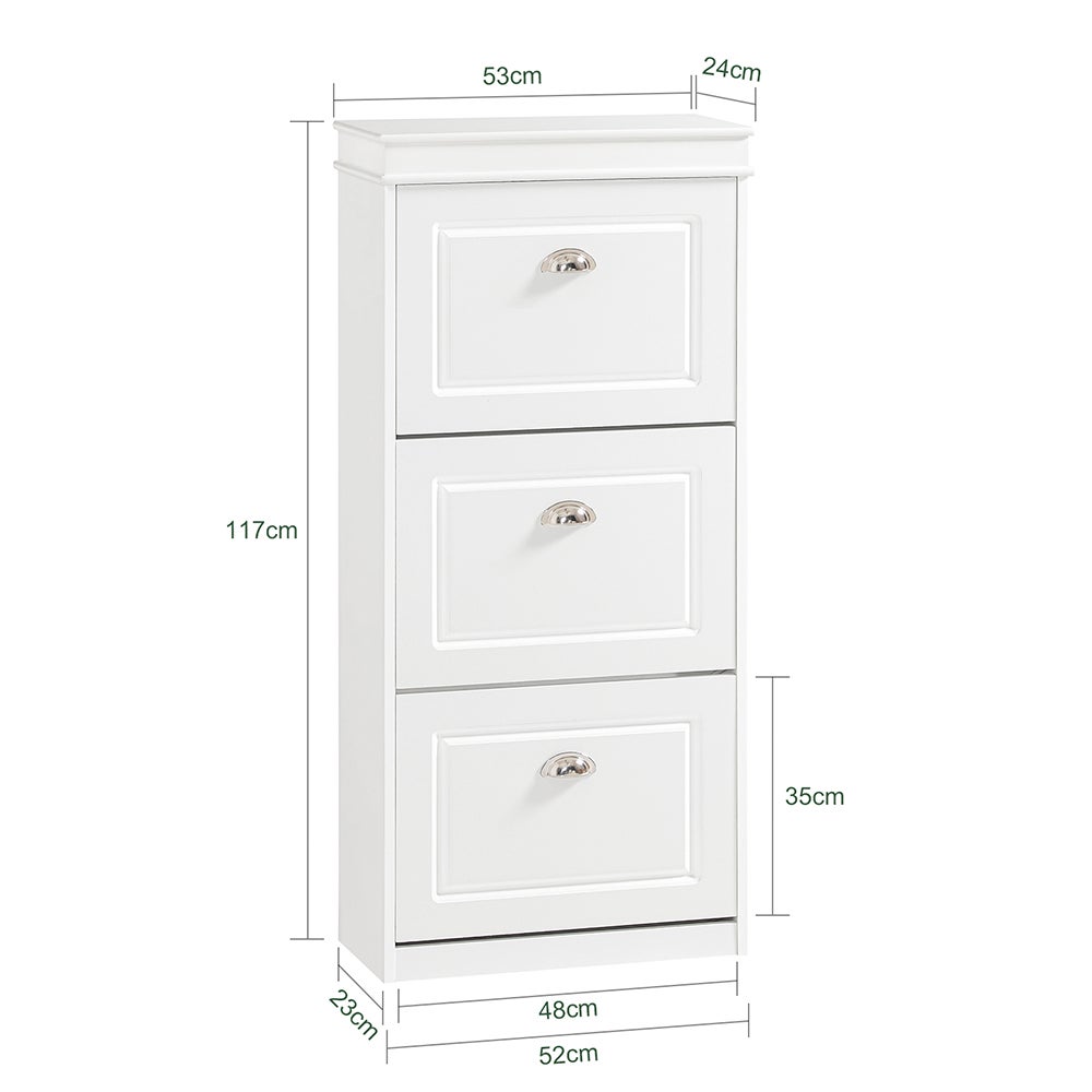 SoBuy Meuble à Chaussures Armoire à Chaussures avec 3 abattants, 12 Paires, Blanc, FSR94-W - 3