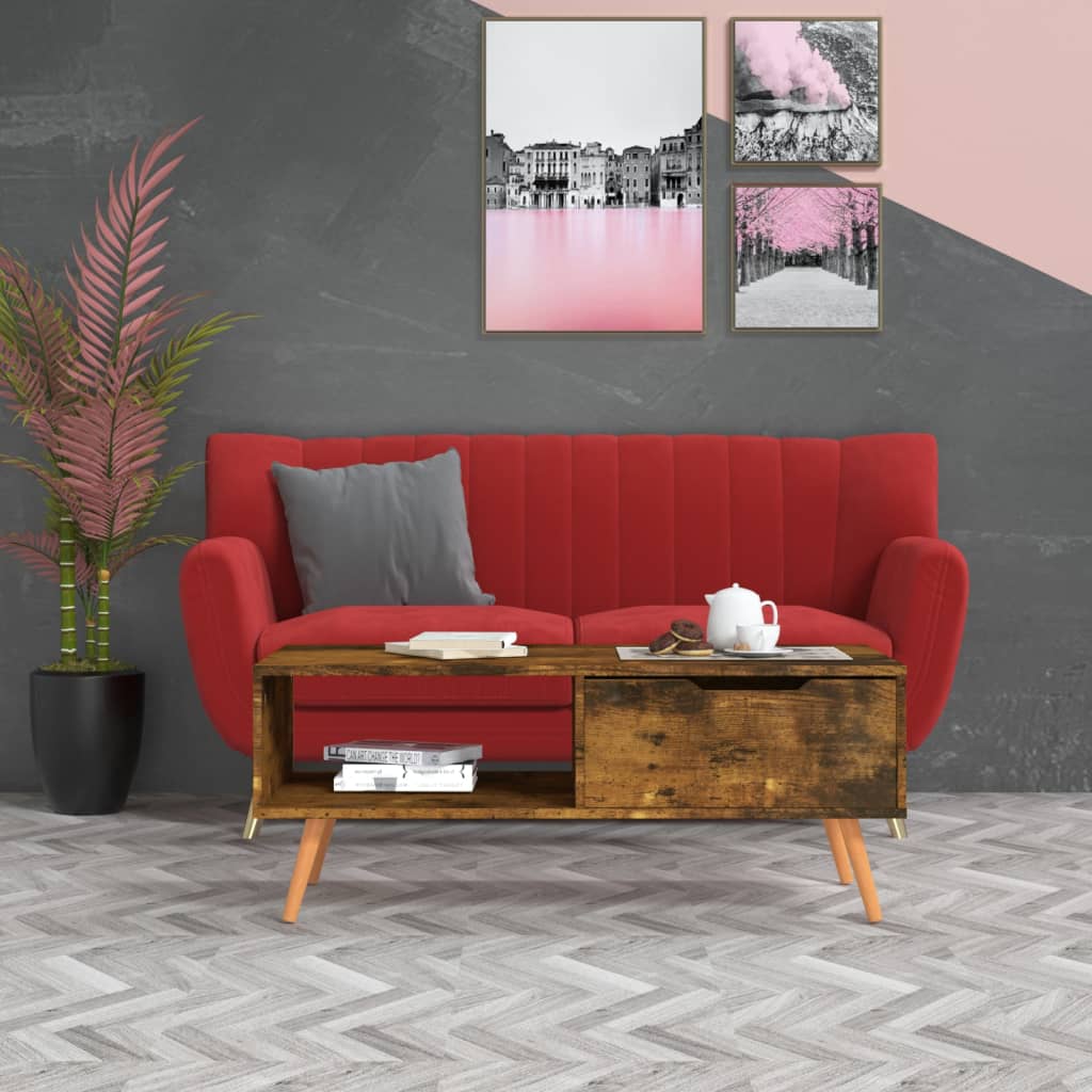 Stolik kawowy, przydymiony dąb, 100x49,5x43 cm