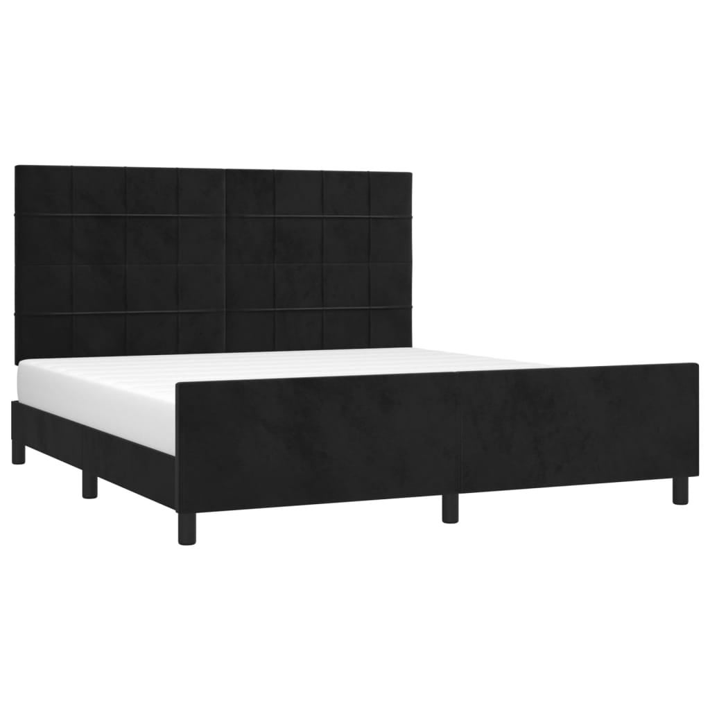 Cadre de lit sans matelas noir velours - 3