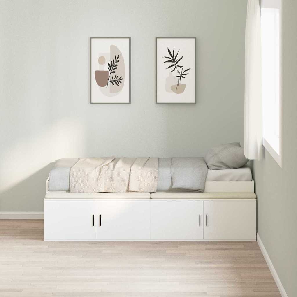 Cadre de lit avec tiroir blanc 90 x 190 cm panneau de bois - 3