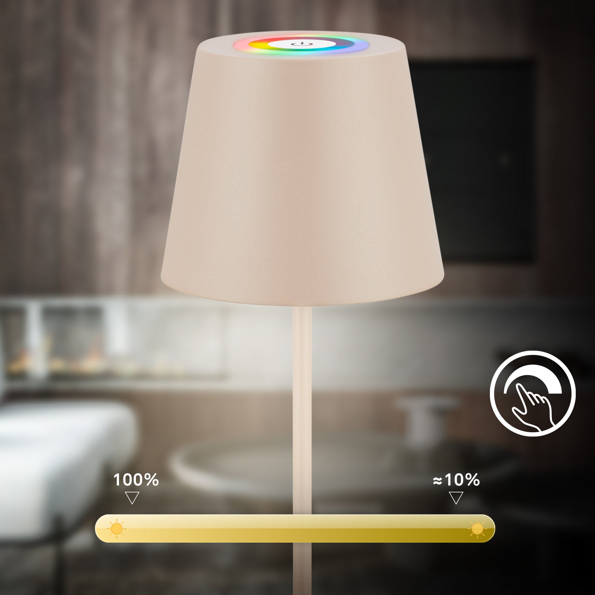 Lampe de table - Brilo unplugged RGB avec adaptateur bouteille - IP44 - 120x360mm - Beige - 2,5W / 200lm - Briloner - 3