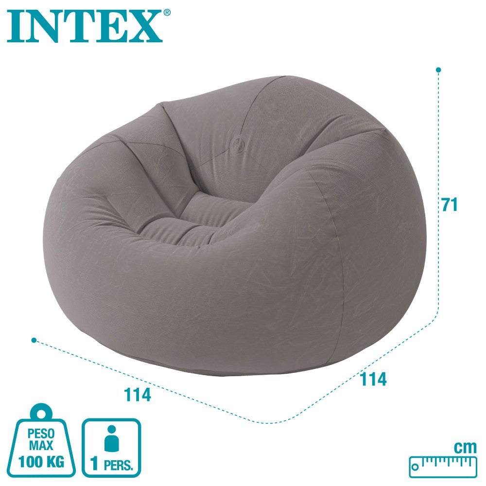 Intex 68579NP - Poltrona Sacco Gonfiabile Beanless Bag, 114x114x71 cm - 6