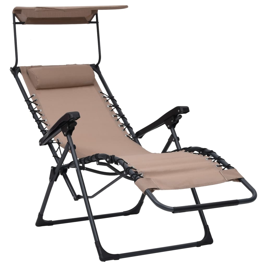 Chaise pliable de terrasse Textilène Taupe - 7