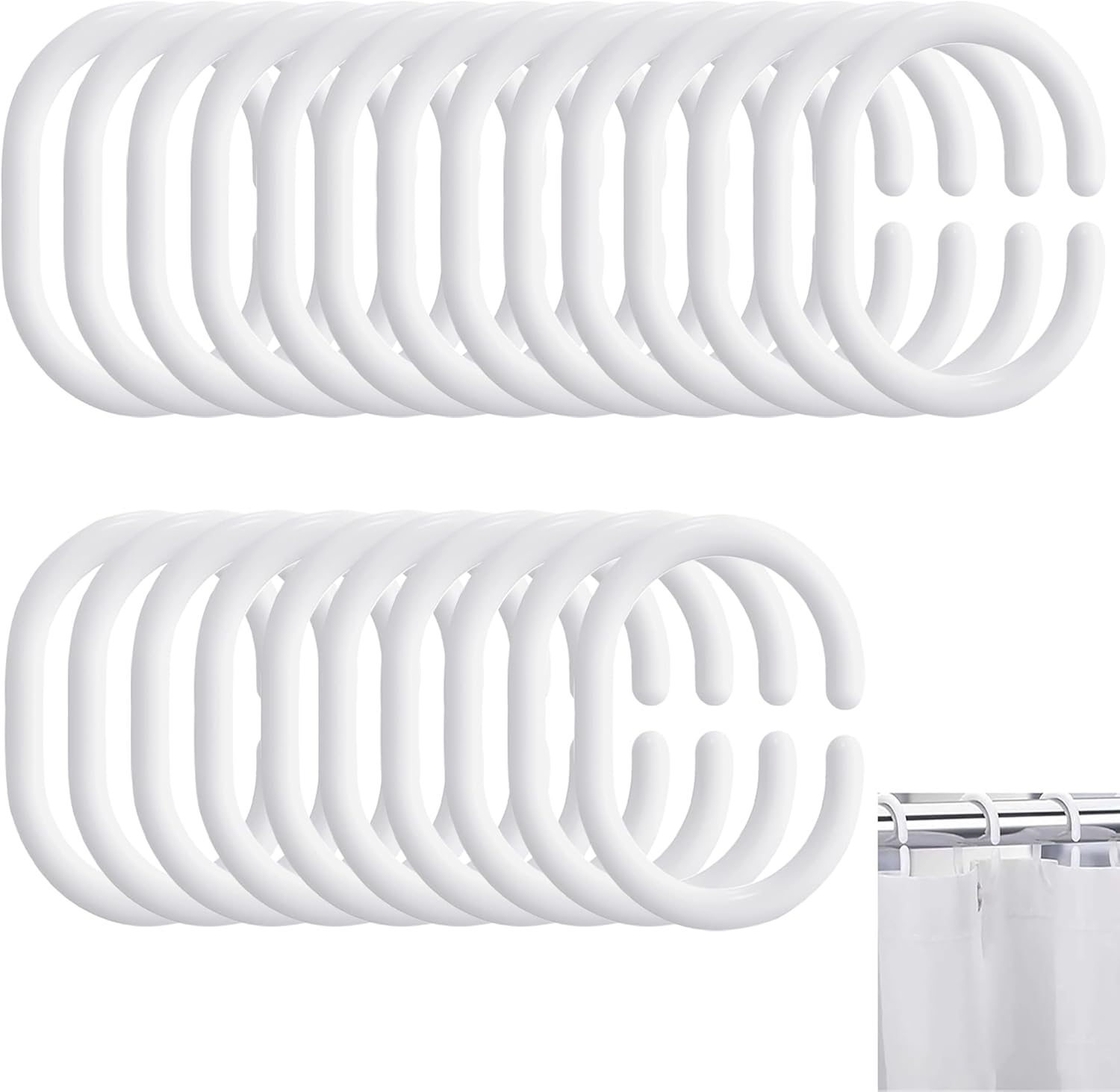 Zestaw 24 szt. 4,6*3,5 cm Plastikowe Kółka do Zasłony Prysznicowej, Hak C do Zasłony Prysznicowej, Kółka do Zasłon Prysznicowych do Łazienki, Sypialni