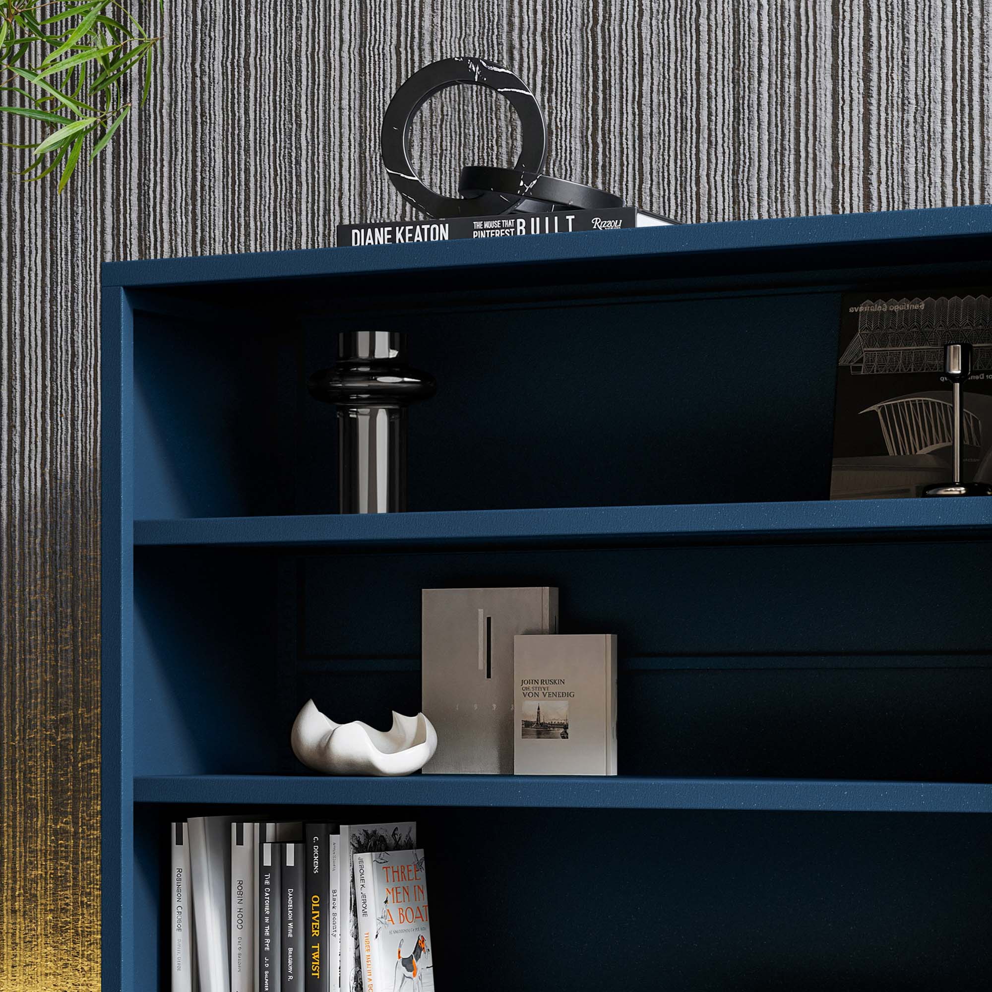Estante baixo em metal LUCA | Móvel de arrumação infantil, sala, estilo industrial | 100 × 90 × 35 cm | Azul escuro - 9