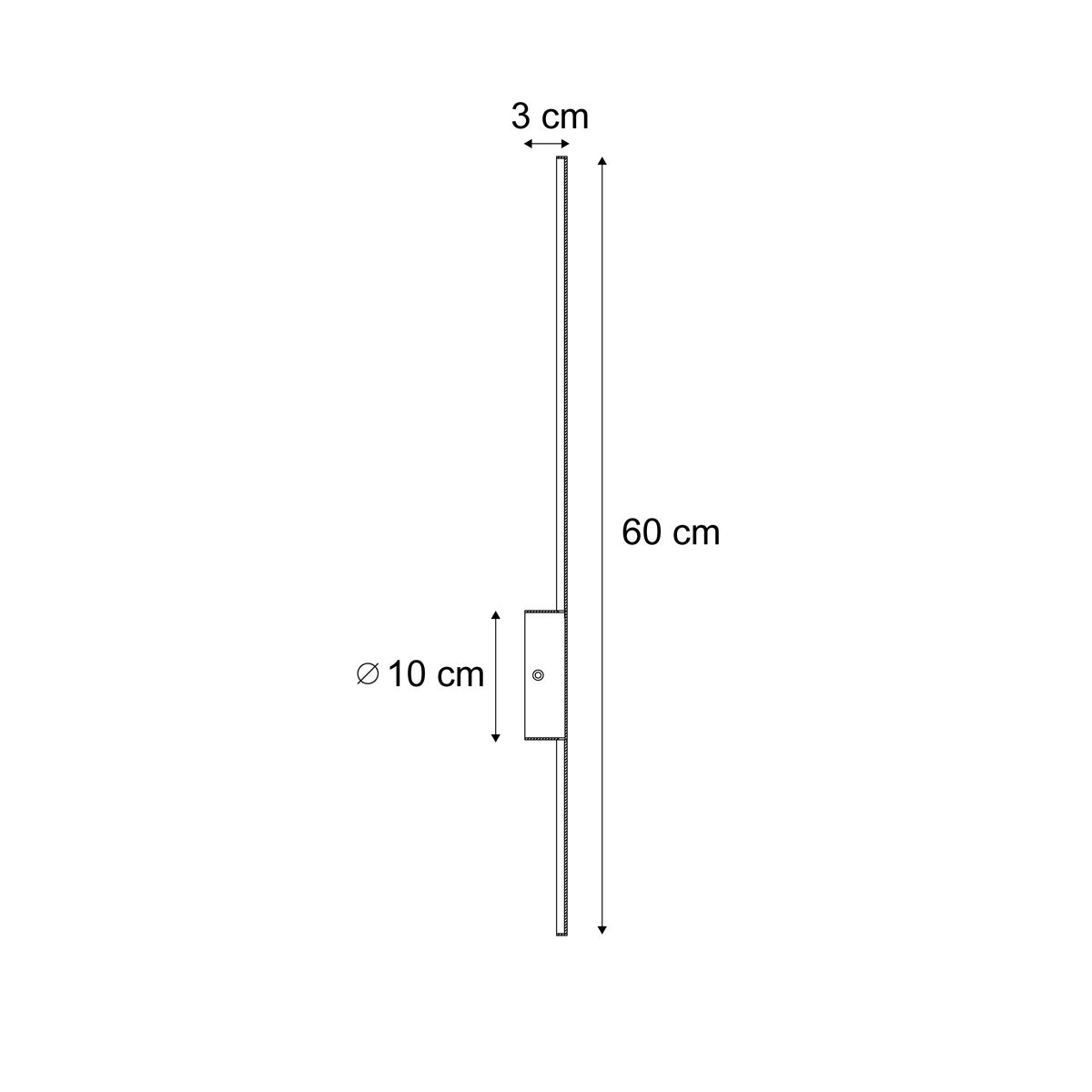 Qazqa nowoczesny lampa ścienna - Clockwise - czarny, led zintegrowana 10w zestawie, Integrated led, 3000k, ciepła biel, 60cm - 4