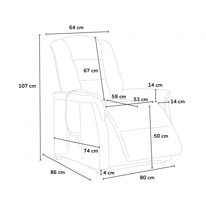 Poltrona Elettrica Alzapersona Per Anziani 2 Motori in tessuto Emma Plus - Grigio - 9