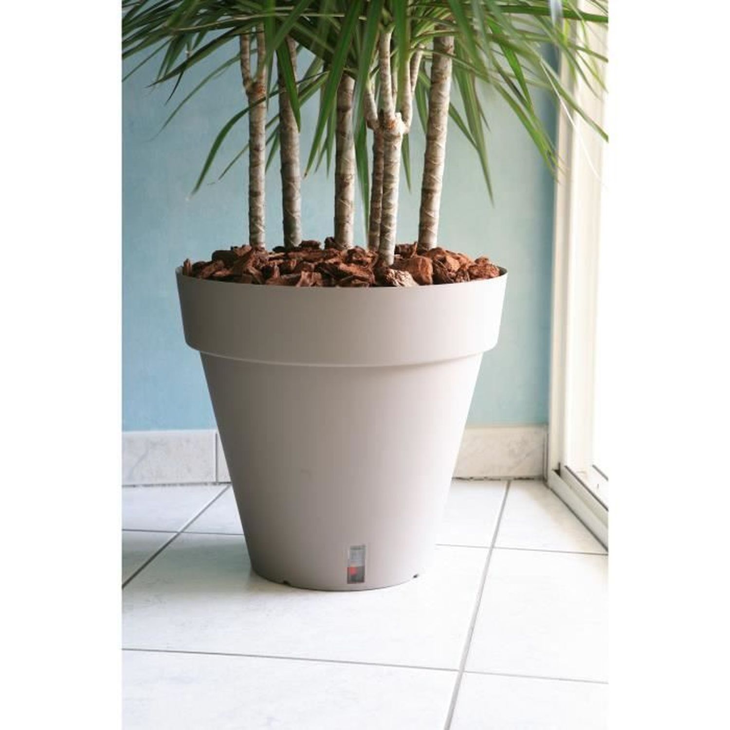 FURU Pot De Fleurs Design Ciment Avec Réserve D'Eau - 34 Cm Gris Galet, Élégant
