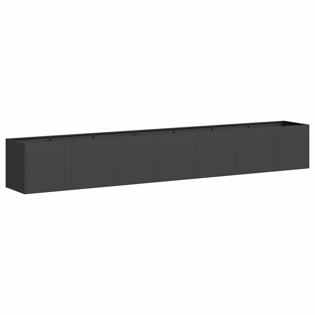 Vaso floreira 280x40x40 cm aço laminado a frio preto vidaXL - 2