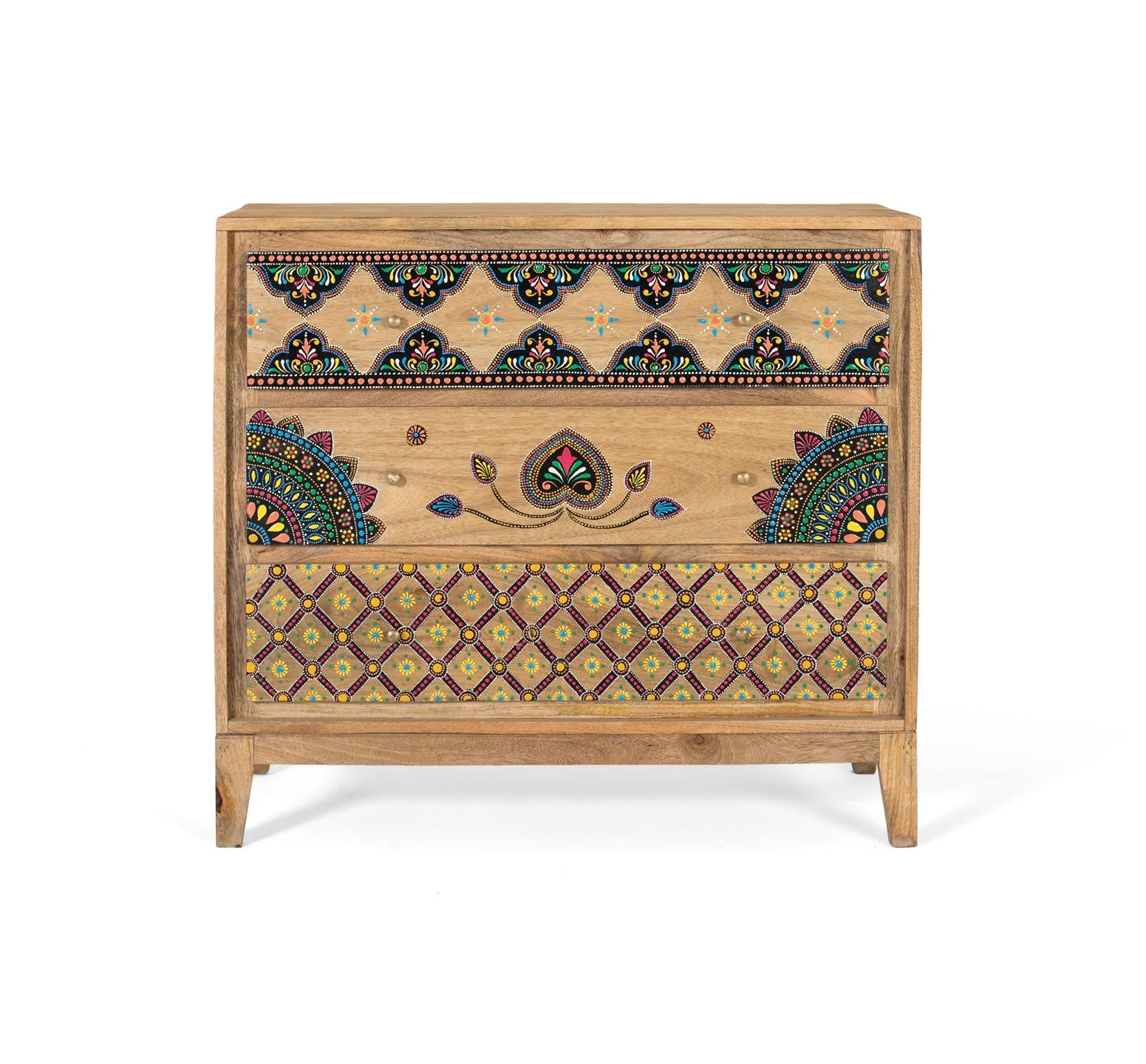 Komoda z drewna mango 91 cm w stylu boho etnicznym - 82x91x40 GYC