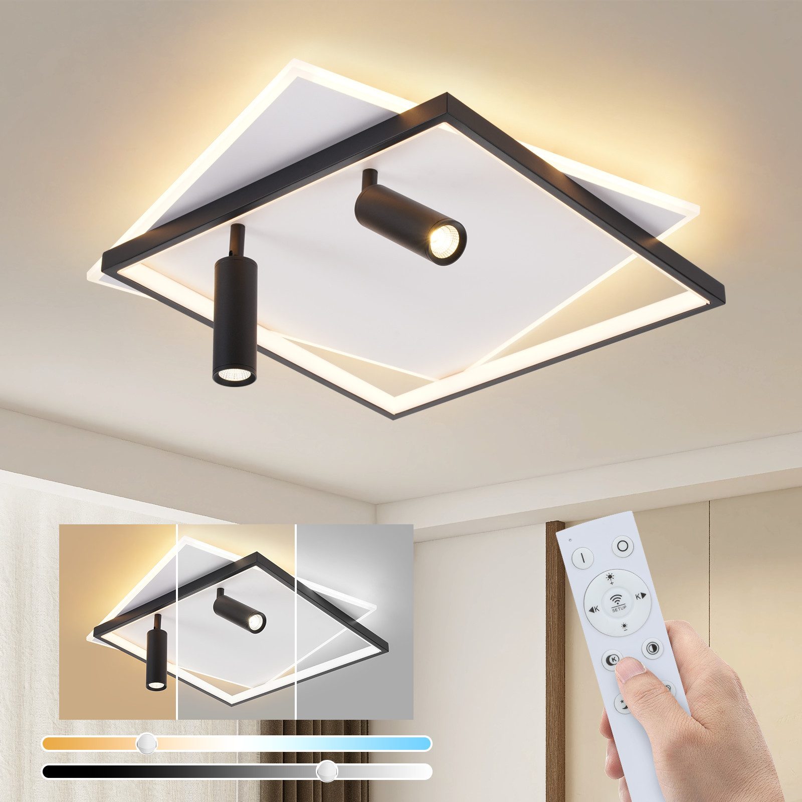 Lámpara Dimmable Lámpara Techo LED Lanira Madera Roble - Moderna Y Regulable Con Mando Lámpara Madera Roble Lindby