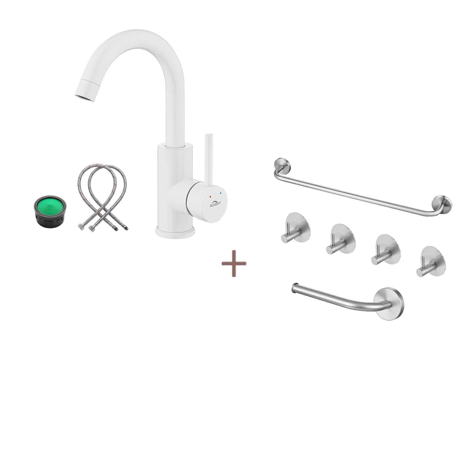 Robinet Lavabo Guador 360° - Mitigeur Mono-Commande Chromé - Eau Froide/Chaude - Bec Haut 22.5cm - Laiton Sans Plomb