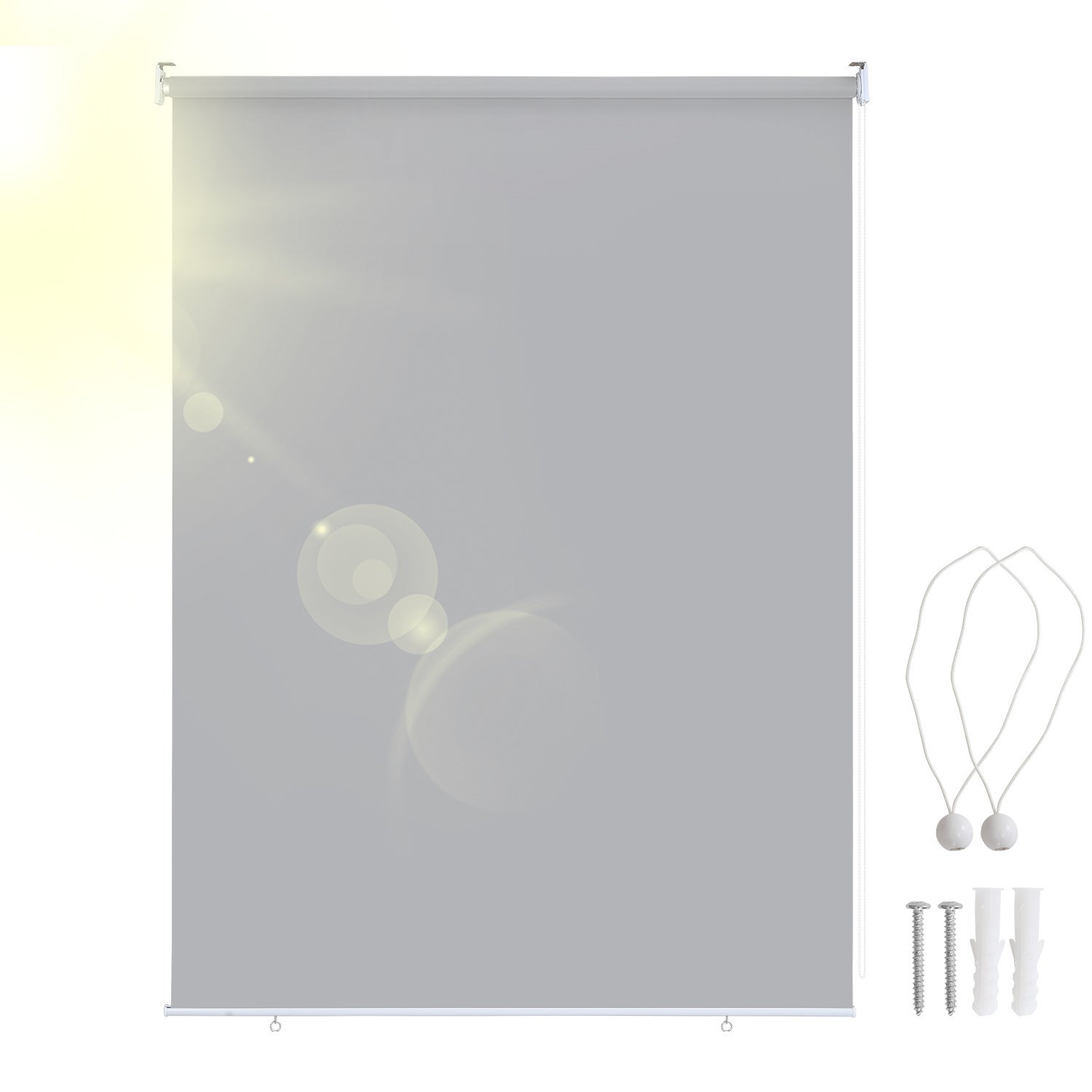Zestaw 2 Rolety Pionowe 140x140 cm na Balkon Brise Vista Tela Wodoodporna Ociemniająca 80% Jasnoszary Fixation