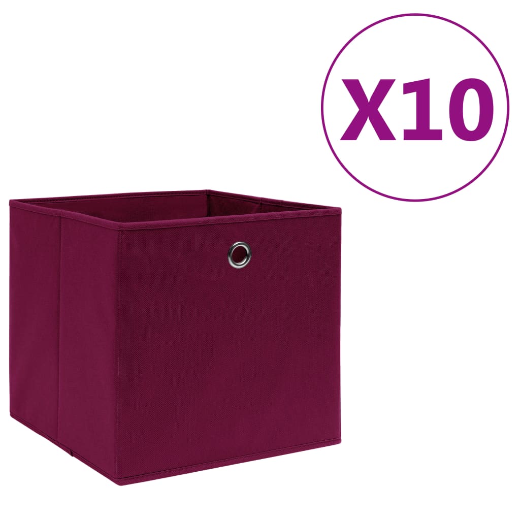 Maison Exclusive Cajas almacenaje 10 uds tela no tejida rojo oscuro 28x28x28 cm Leroy Merlin