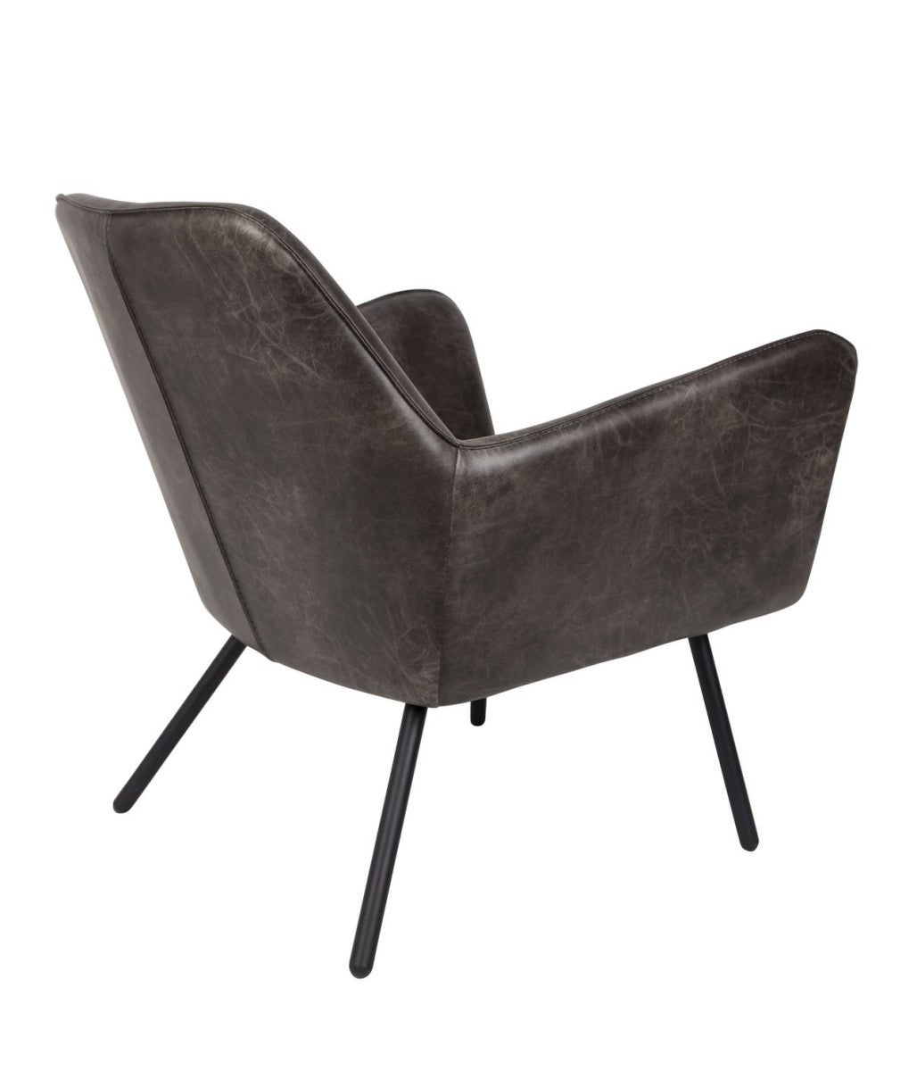ALABAMA - Fauteuil lounge aspect cuir vintage gris très foncé - 5