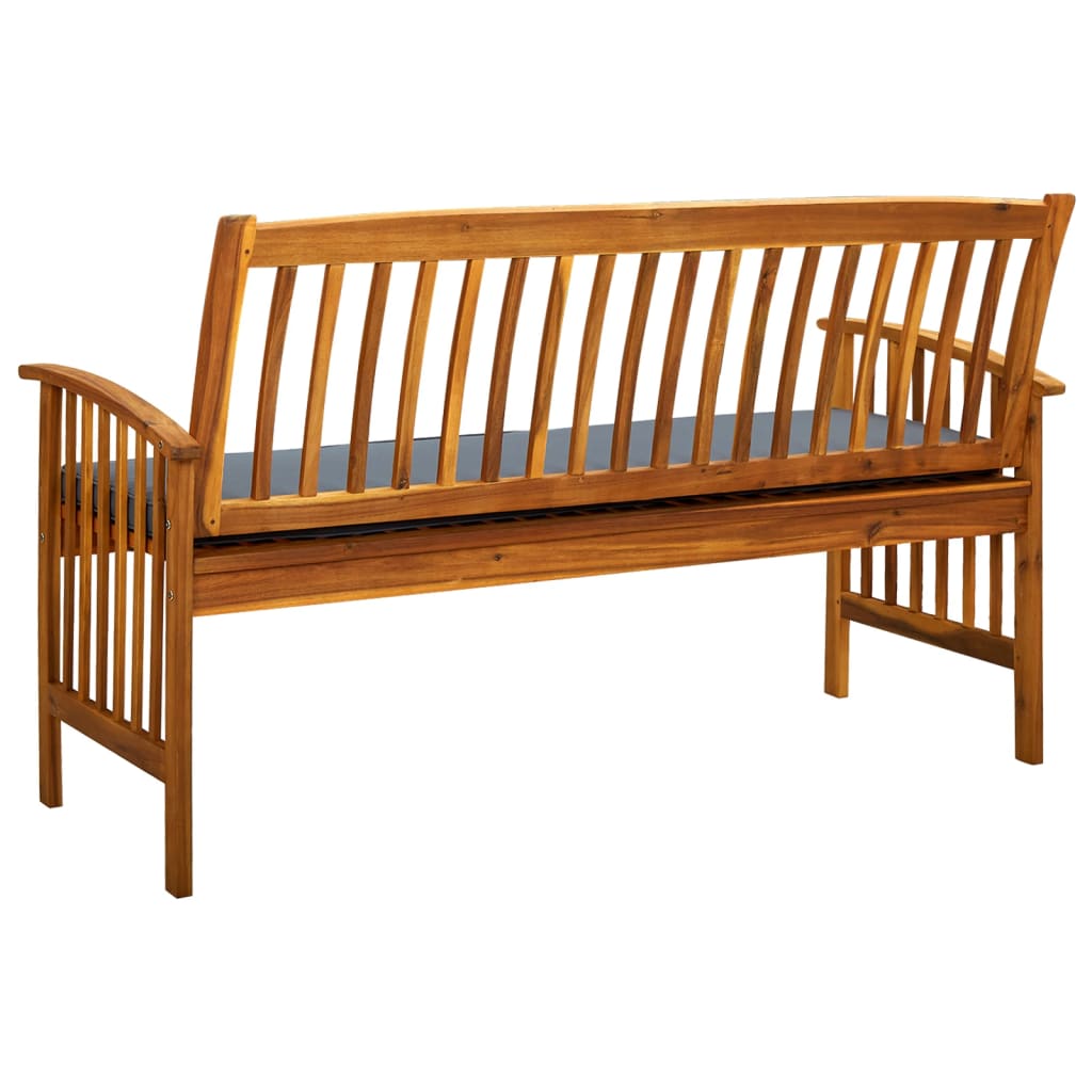Banc de jardin meuble de patio d'extérieur terrasse avec coussin 147 cm bois d'acacia massif 02_0011430 - 5