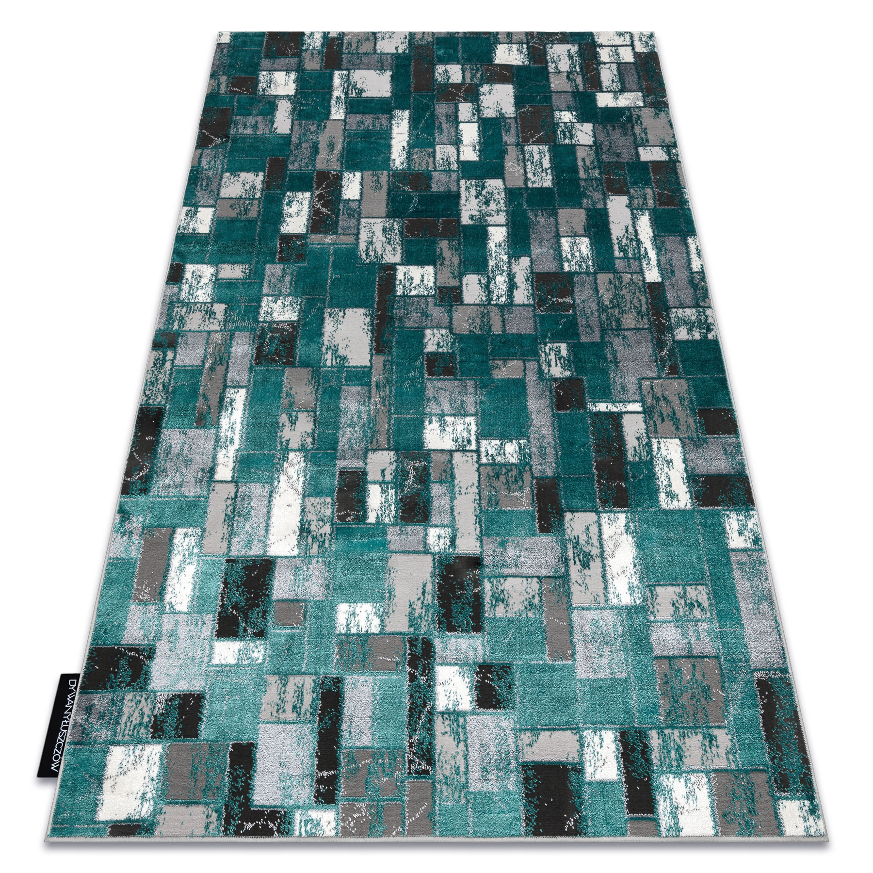 Dywan DE LUXE nowoczesny 6768 Geometryczny - Strukturalny zielony / antracyt 180x270 cm