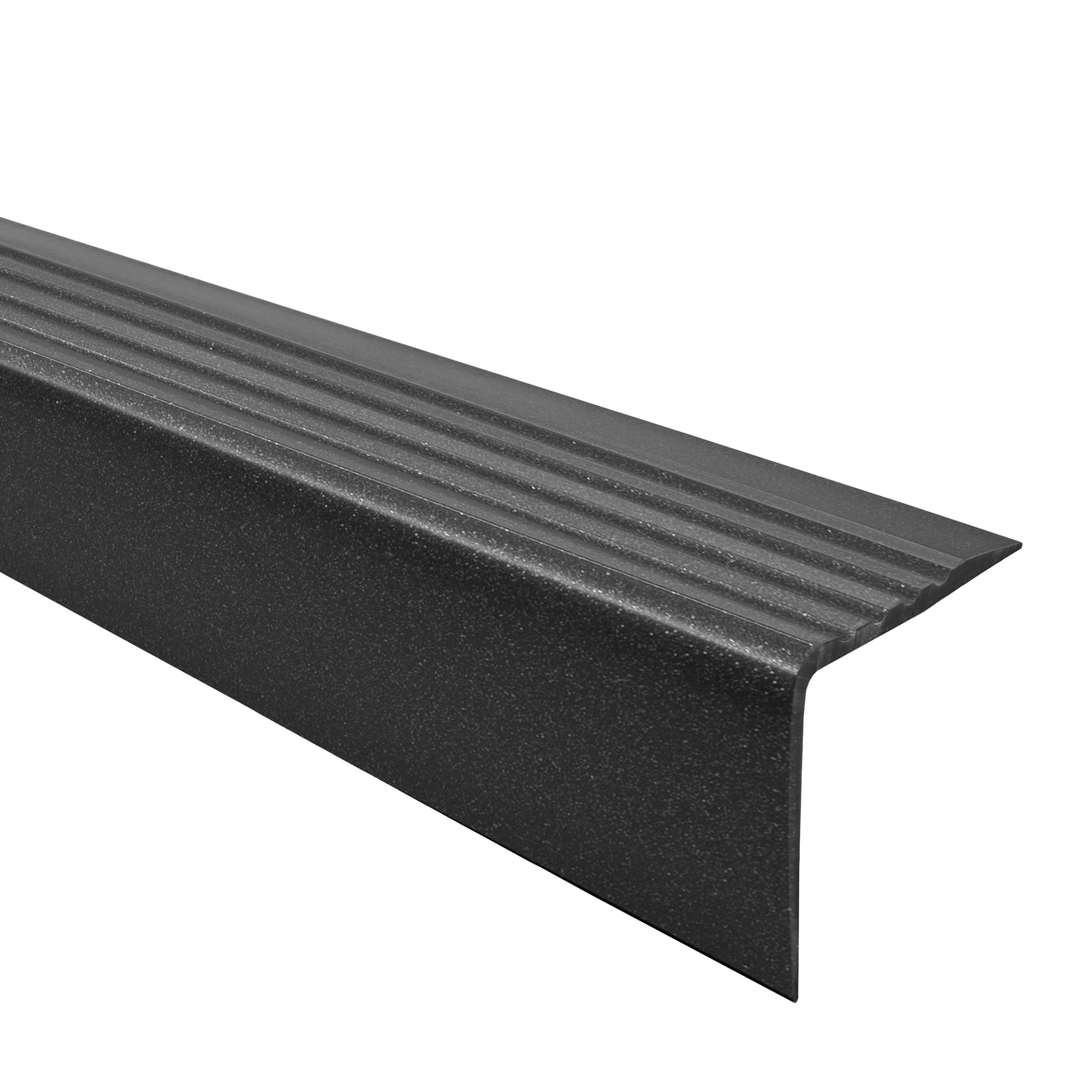 Profil schodowy 50x42 mm PVC na krawędzie stopni antypoślizgowy - 150 cm, czarno-srebrny